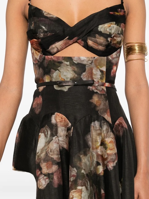 ZIMMERMANN Hypnotic Twist floral-print midi dress - Black - zdjęcie produktu nr 2
