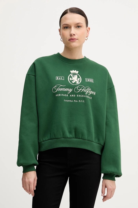 Tommy Hilfiger bluza damska kolor zielony WW0WW46128 - zdjęcie produktu nr 1