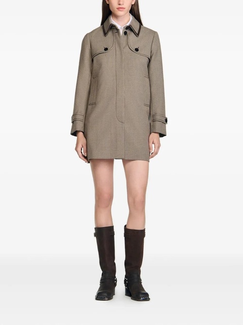 SANDRO pleated-panel single-breasted coat - Brown - zdjęcie produktu nr 1