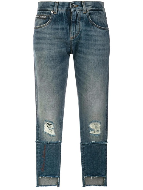 Dolce & Gabbana deconstructed logo patch jeans - Blue - zdjęcie produktu nr 1