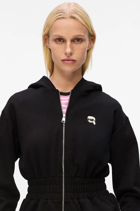 Karl Lagerfeld bluza bawełniana damska kolor czarny z kapturem z aplikacją A4W20048 - zdjęcie produktu nr 2