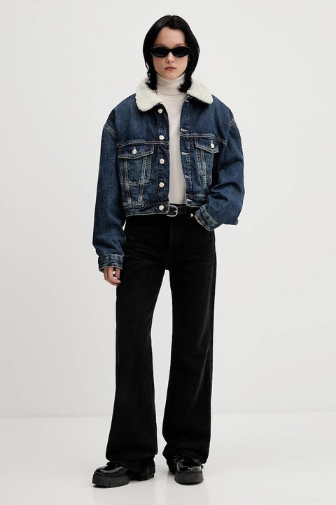 Tommy Jeans kurtka jeansowa kolor granatowy przejściowa oversize DW0DW22485 - zdjęcie produktu nr 2