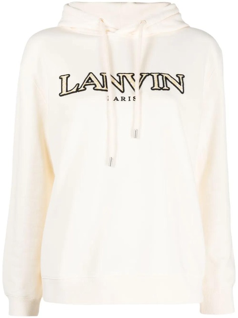 Lanvin embroidered-logo cotton hoodie - Neutrals - zdjęcie produktu nr 1