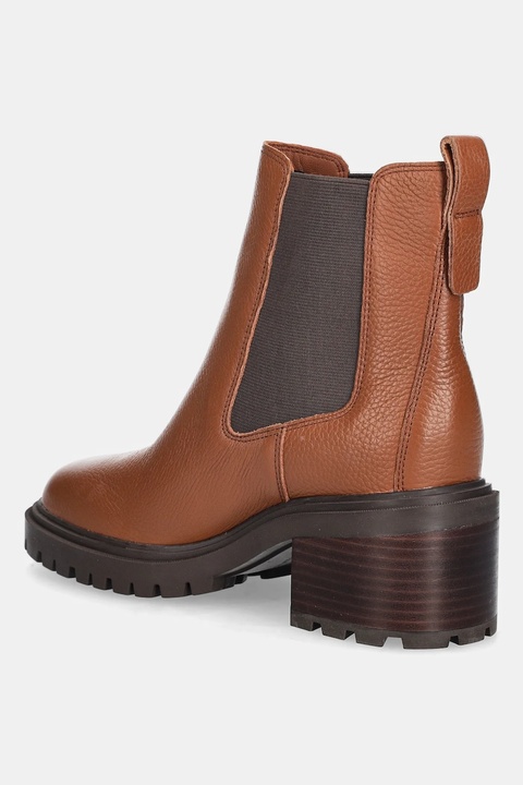Tommy Hilfiger sztyblety skórzane TH LEATHER CHELSEA CLEATED HEEL damskie kolor brązowy na słupku FW0FW08774 - zdjęcie produktu nr 2
