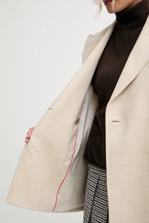 MAX&Co. marynarka z dodatkiem wełny kolor beżowy oversize melanżowa 2526086074200 - zdjęcie produktu nr 2