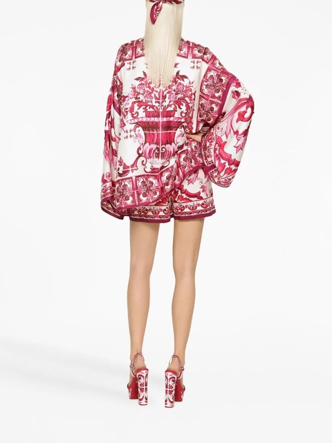 Dolce & Gabbana Majolica-print poplin shorts - Red - zdjęcie produktu nr 1