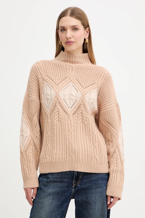 Twinset sweter z dodatkiem wełny damski z golfem 252TT3290 - zdjęcie produktu nr 1