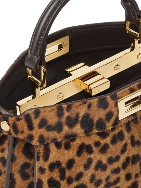 FENDI petite Peekaboo ISeeU leopard-print tote bag - Brown - zdjęcie produktu nr 2