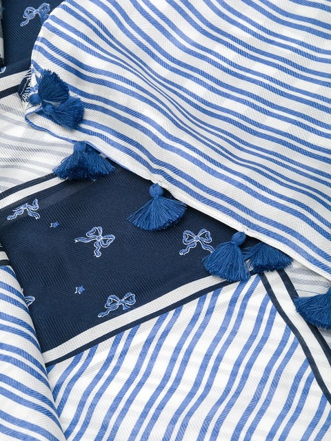 Weekend Max Mara tassel-detail multi-print scarf - Blue - zdjęcie produktu nr 2