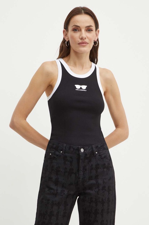Karl Lagerfeld top damski kolor czarny 245W1719 - zdjęcie produktu nr 1
