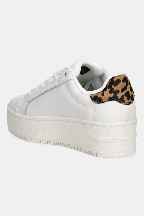 Tommy Jeans sneakersy skórzane TJW FLATFORM LEOPARD SNEAKER damskie kolor biały EN0EN02930 - zdjęcie produktu nr 2