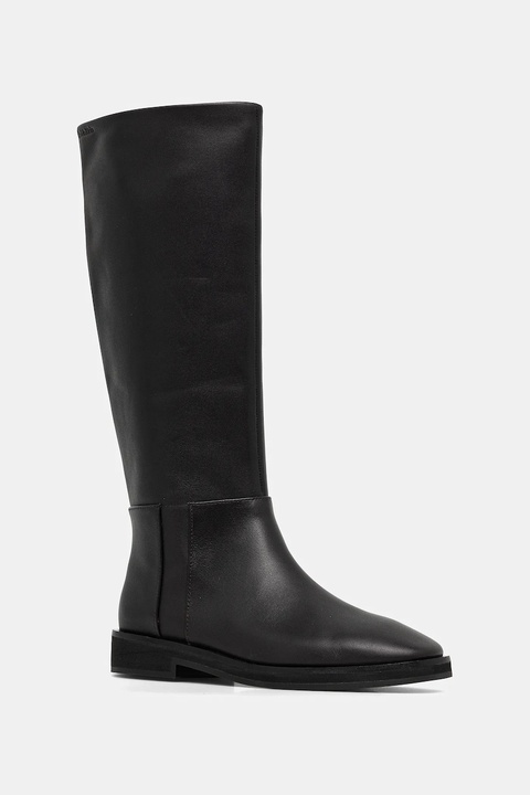 Calvin Klein kozaki skórzane FORMAL UTK BOOT LTH damskie kolor brązowy na płaskim obcasie HW0HW02599 - zdjęcie produktu nr 1