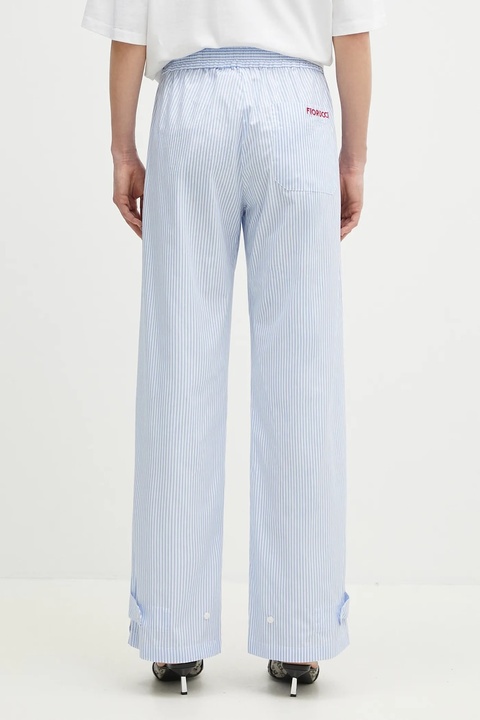 Fiorucci spodnie bawełniane Striped Logo damskie kolor niebieski szerokie high waist U02SPBPA299CO01BL02 - zdjęcie produktu nr 2
