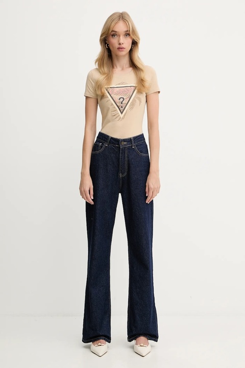 Guess t-shirt damski kolor beżowy W5YI13 J1314 - zdjęcie produktu nr 1