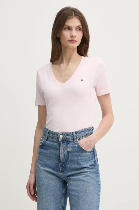 Tommy Hilfiger t-shirt bawełniany damski kolor różowy WW0WW40584 - zdjęcie produktu nr 1
