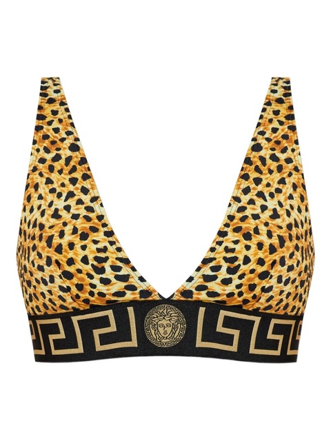 Versace Greek-key leopard-print bikini top - Brown - zdjęcie produktu nr 1