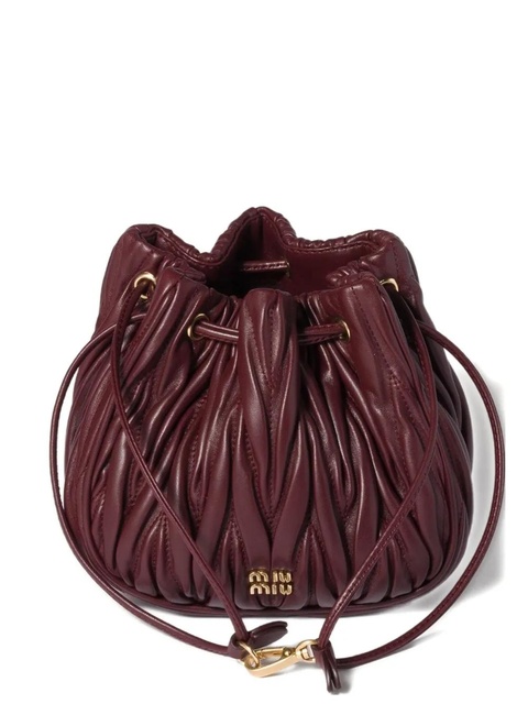 Miu Miu Matelassé nappa leather pouch - F0007 BURGUNDY - zdjęcie produktu nr 1