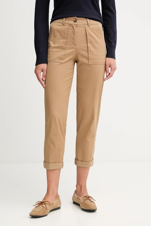 United Colors of Benetton spodnie damskie kolor beżowy proste high waist 4FRXDF08E - zdjęcie produktu nr 1