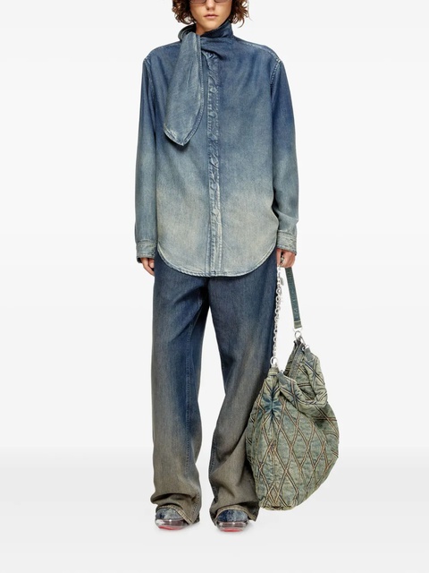 Diesel tie-neck denim blouse - Blue - zdjęcie produktu nr 1