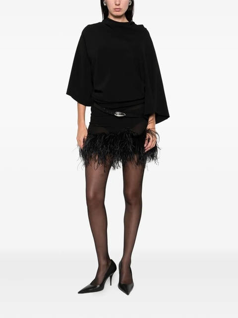 The Attico feather-trim mini skirt - Black - zdjęcie produktu nr 1