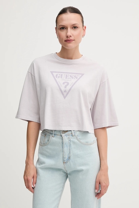 Guess Originals t-shirt bawełniany damski kolor fioletowy W5GI58 K8HM0 - zdjęcie produktu nr 1