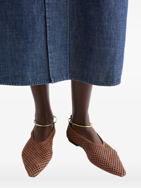 Jil Sander perforated-design pointed-toe ballerina - Brown - zdjęcie produktu nr 1