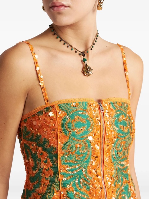 ETRO sequin-embroidered mini dress - Orange - zdjęcie produktu nr 2