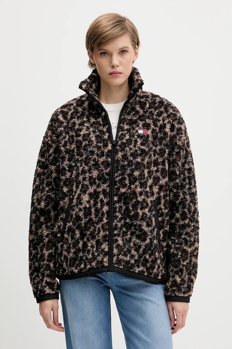 Tommy Jeans bluza polarowa damska kolor brązowy gładka DW0DW21596 - zdjęcie produktu nr 1