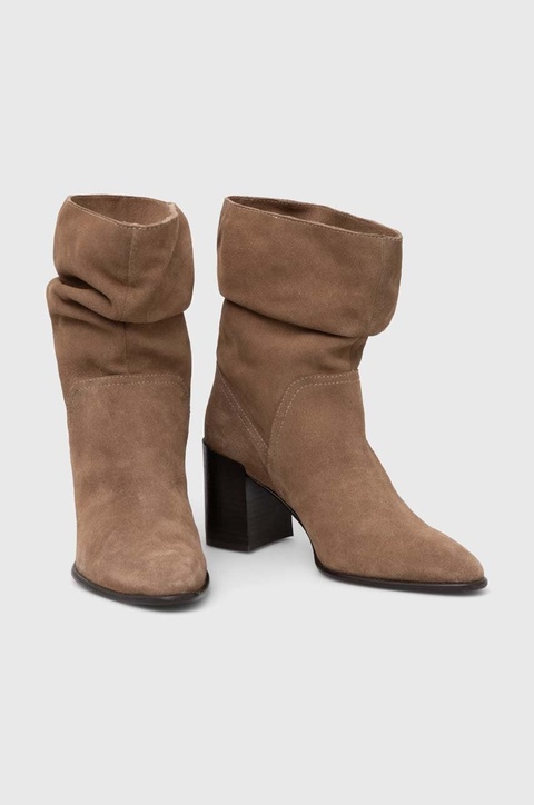 Medicine kozaki zamszowe damskie kolor beżowy na platformie - zdjęcie produktu nr 2