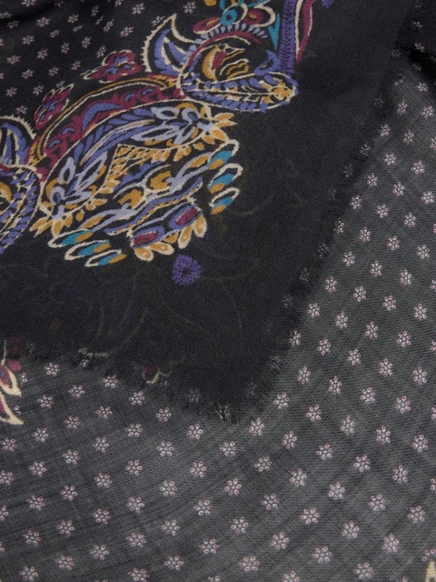 ETRO floral paisley cashmere shawl - Black - zdjęcie produktu nr 1