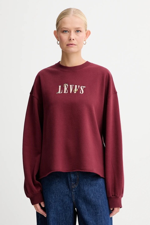 Levi's bluza damska kolor bordowy z aplikacją 003RE - zdjęcie produktu nr 1