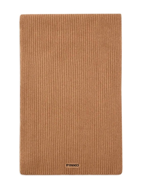 PINKO Slovenia ribbed label scarf - Brown - zdjęcie produktu nr 1