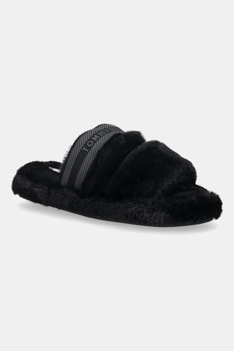 Tommy Hilfiger kapcie HILFIGER FUR SLIPPER kolor czarny FW0FW08854 - zdjęcie produktu nr 1