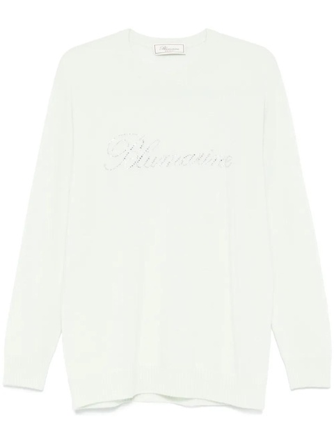 Blumarine rhinestone-logo sweater - Green - zdjęcie produktu nr 1