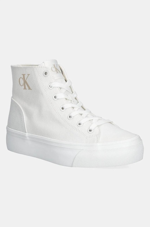 Calvin Klein Jeans trampki VULC FLATFORM MID CV MG damskie kolor biały YW0YW01764 - zdjęcie produktu nr 1