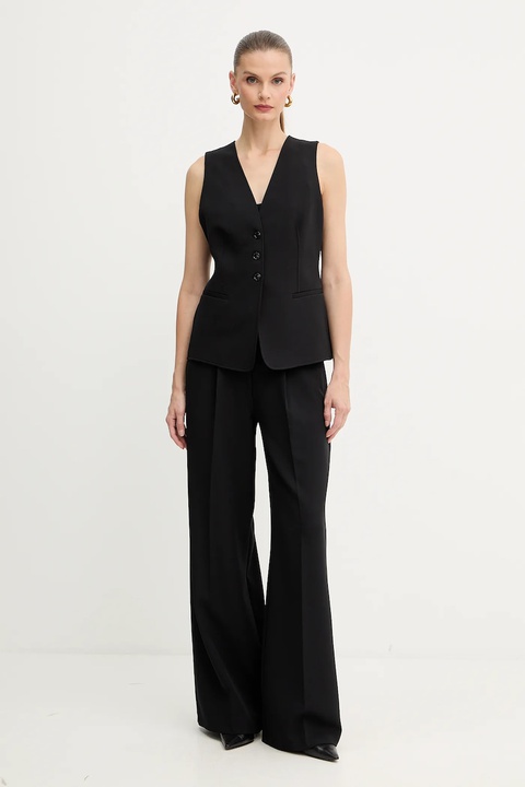 BOSS Orange spodnie damskie kolor czarny proste high waist 50545580 - zdjęcie produktu nr 1