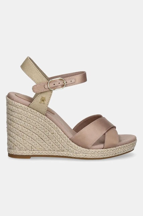 Tommy Hilfiger sandały SATIN HIGH WEDGE ESPADRILLE kolor beżowy FW0FW08602 - zdjęcie produktu nr 2