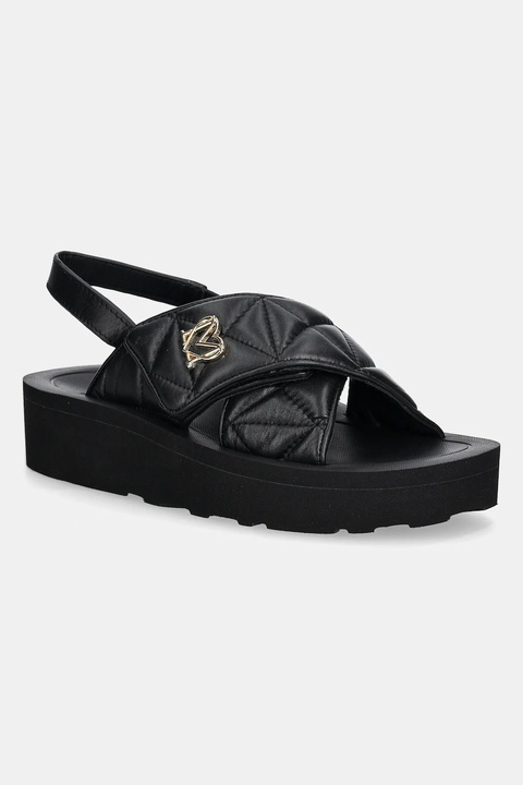 Love Moschino sandały skórzane damskie kolor czarny na platformie JA16044I1MIE0000 - zdjęcie produktu nr 1