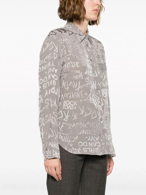 Zadig&Voltaire slogan-print silk shirt - Grey - zdjęcie produktu nr 2