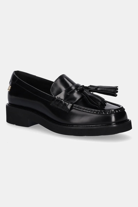 Tommy Hilfiger mokasyny skórzane TASSEL SQUARISH TOE LTHR LOAFER damskie kolor czarny na platformie FW0FW08749 - zdjęcie produktu nr 1