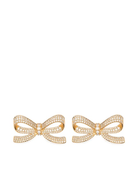 Self-Portrait Gold Cubic Zirconia Bow Earrings - zdjęcie produktu nr 1