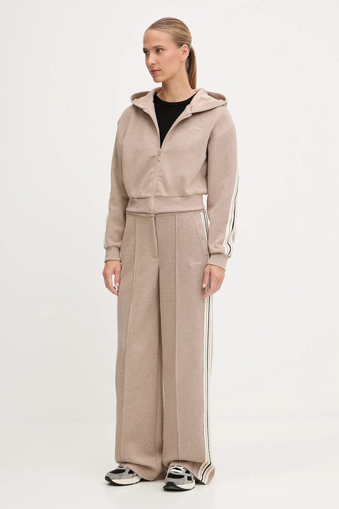 Guess spodnie dresowe z domieszką wełny MURIEL damskie kolor beżowy z aplikacją V5BB16 KCX52 - zdjęcie produktu nr 2
