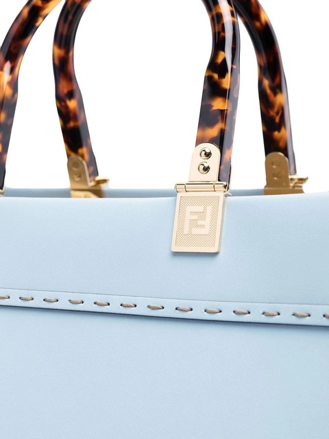 Fendi Sunshine logo-debossed leather tote - Blue - zdjęcie produktu nr 2