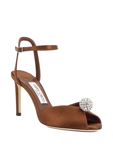 Jimmy Choo 85mm Sacora crystal-embellished sandals - Brown - zdjęcie produktu nr 1