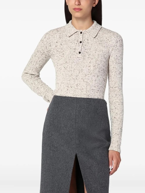 Prada ribbed polo top - Neutrals - zdjęcie produktu nr 2