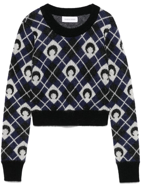 Marine Serre Moon argyle-knit sweater - Black - zdjęcie produktu nr 1