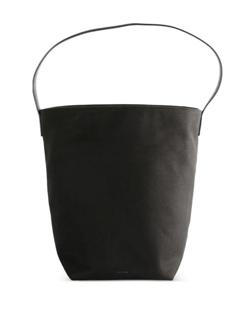 The Row leather-handle cotton tote bag - Black - zdjęcie produktu nr 1
