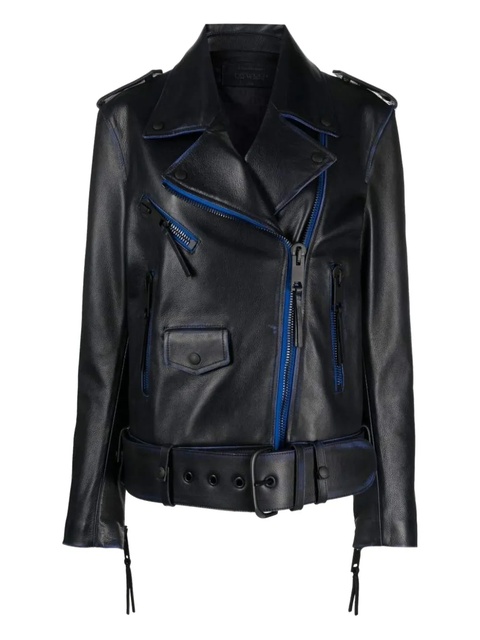 Off-White contrast-trim leather jacket - Black - zdjęcie produktu nr 1