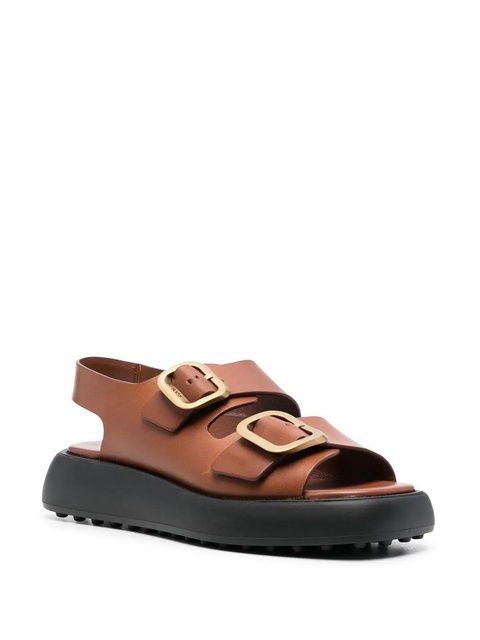 Tod's double-buckle leather sandals - Brown - zdjęcie produktu nr 2