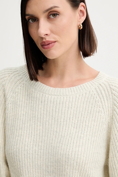 Twinset sweter z domieszką wełny damski kolor beżowy 252AP3240 - zdjęcie produktu nr 2